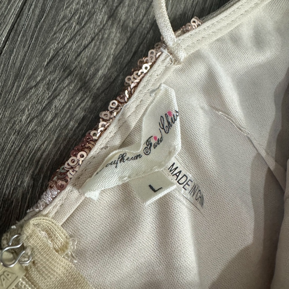 NWT | Southern Fried Chics Rose Gold Sequin Gown | Size L - Picture 6 of 9